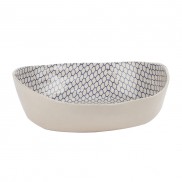 Small Blue Oval Mesh Print Bowl