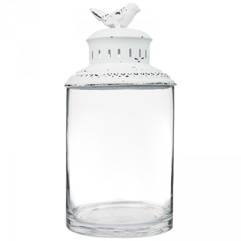 Vaasa Canister With Metal Bird Lid