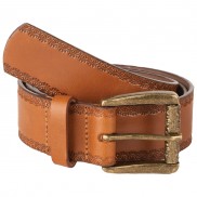 Zuri Half Moon Embossed Leather Belt