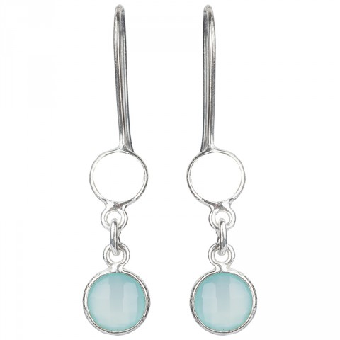 Moonstone/Aqua Chalcedony Twin Hanging Earrings