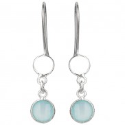 Moonstone/Aqua Chalcedony Twin Hanging Earrings