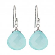 Aqua Chalcedony Teardrop Earrings