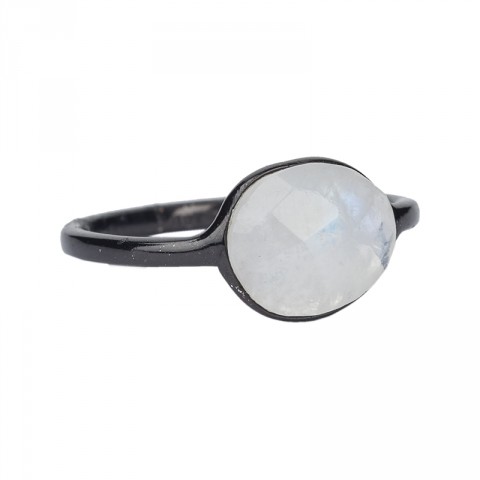 Moonstone Black Rodium Ring