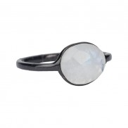 Moonstone Black Rodium Ring
