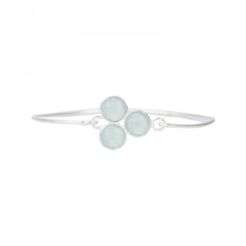 Aqua Chalcedony 3 Stones Bracelet