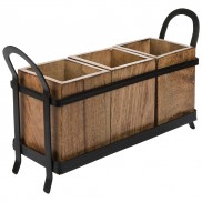Light Wood and Metal Cutlery Holder