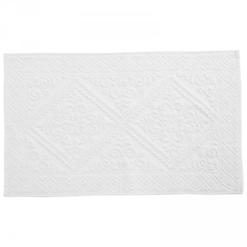 Detailed Jacquard Bathmat White