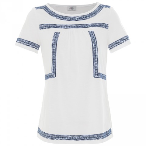 Poetry Della Contrast Embroidered Tee
