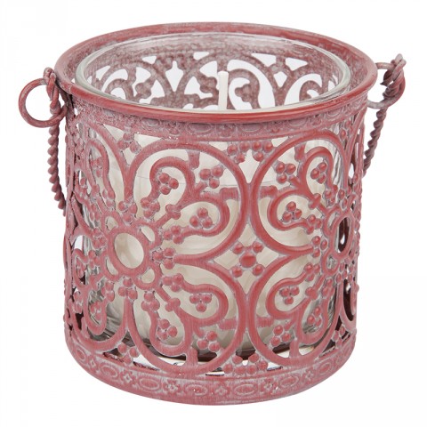 Red Metal Votive Filled Candle 