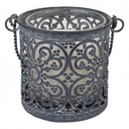 Light Grey Metal Votive Filled Candle 