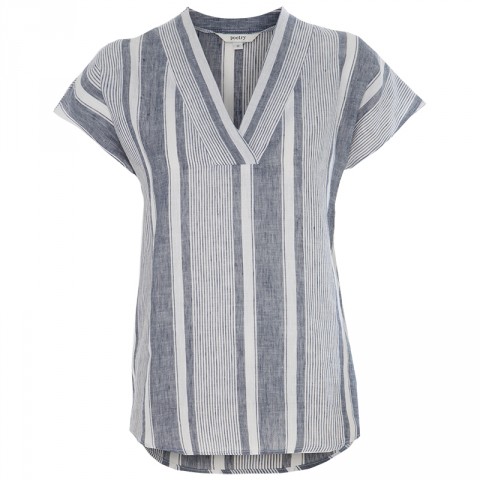 High Discount Autumn Stripe Linen Top