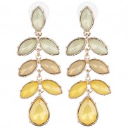 Leafy Drop Paste Earrings 