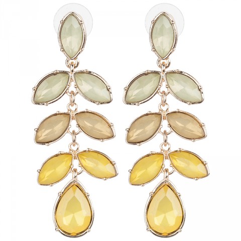 Leafy Drop Paste Earrings 