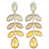 Leafy Drop Paste Earrings 