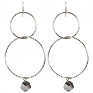 Double Hoop With Bead Drop Earrings