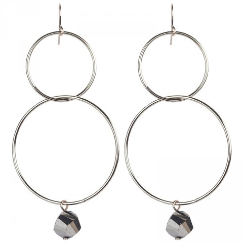 Double Hoop With Bead Drop Earrings