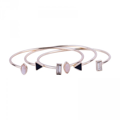 3 Piece Geo Shape Slave Bracelet Set