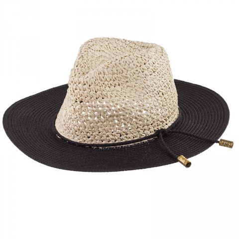Bella Black Rimmed Straw Fedora