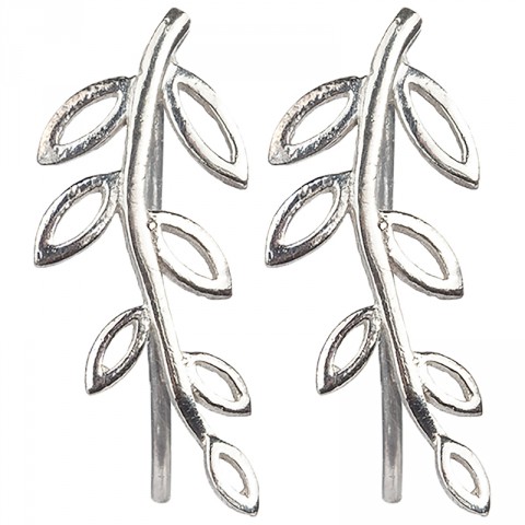 Silver Leaf Crawler Earrings