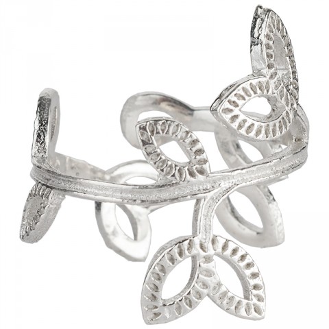 Silver Cluster Leaf Ring