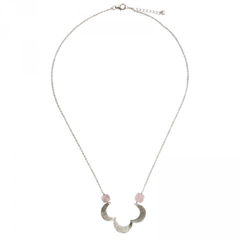 Silver Rose Chalcedony Clover Necklace