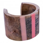 Vertical Resin Stripe Wood Cuff Bangle
