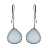 Silver Aqua Chalcedony Teardrop Fishhook ER