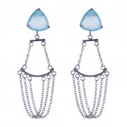 Silver Aqua Chalcedony Chandelier Earrings