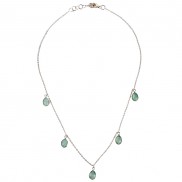 Silver Aqua Chalcedony Multi Teardrop Necklace
