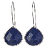 Silver Lapis Teardrop Fishhook Earrings