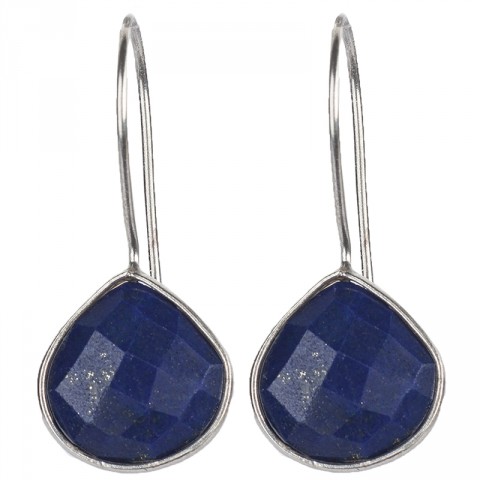 Silver Lapis Teardrop Fishhook Earrings