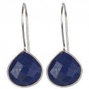 Silver Lapis Teardrop Fishhook Earrings