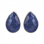 Silver Lapis Teardrop Stud Earrings