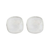 Silver Moonstone Cushion Stud Earrings
