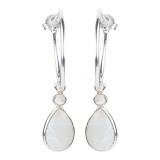 Silver Moonstone Teardrop Hoop Earrings