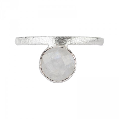 Silver Moonstone Round Drop Ring