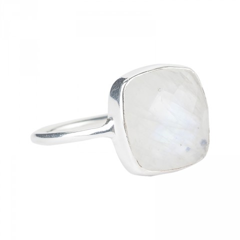 Silver Moonstone Big Cushion Ring