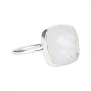 Silver Moonstone Big Cushion Ring