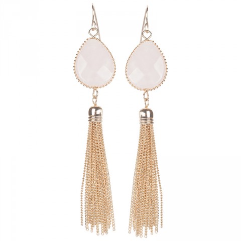Semi Precious Teardrop and Tassle Drop Earrings