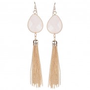 Semi Precious Teardrop and Tassle Drop Earrings