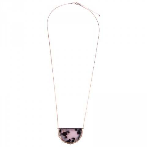 Half Moon Tortoise Shell Pendant Necklace