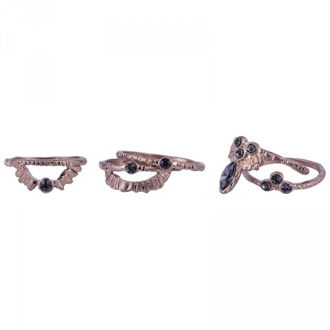 Tribal Glass Stone Detail Stacking Rings