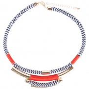 Nautical Cord Thread and Bar Bib Necklace