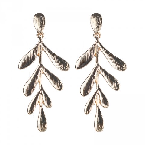 Stamped Leaf Drop Earrings