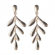 Stamped Leaf Drop Earrings