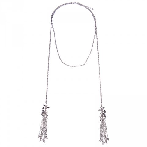 Delicate Leafy Lariat Necklace 