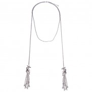 Delicate Leafy Lariat Necklace 