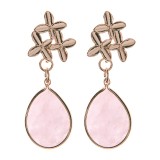 Semi Precious 3 Flower Stud w Teardrop Stone Earring
