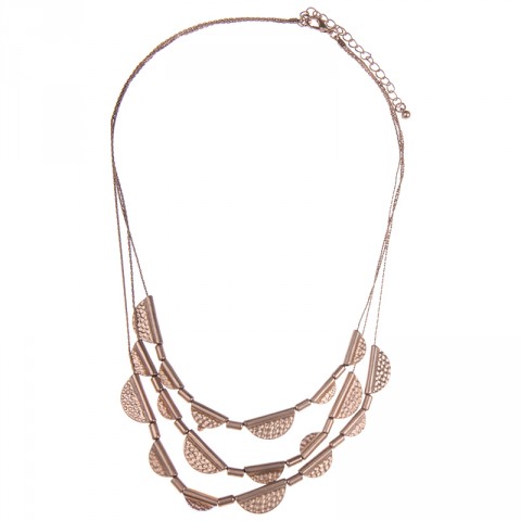 Beaten Half Circle Disc 3 Layer Necklace