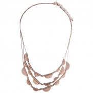 Beaten Half Circle Disc 3 Layer Necklace